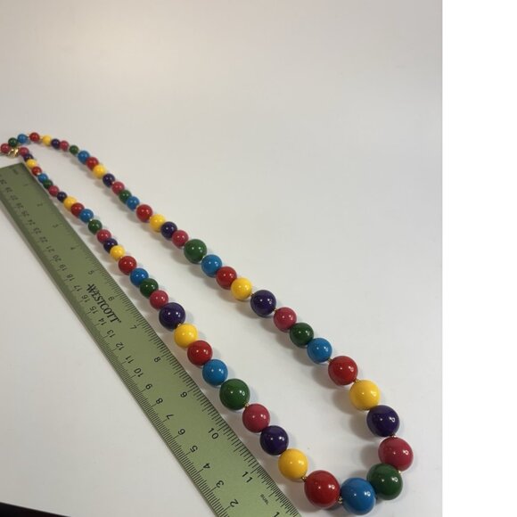Beaded Colorful Necklace Primary Colors Beads Chunky Very Mrs Frizzle Artsy - Picture 7 of 7
